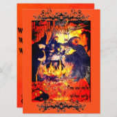 Hexen Halloween-Party Art Caldron Vultures Einladung (Vorne/Hinten)