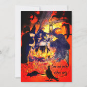 Hexen Halloween-Party Art Caldron Vultures Tree Einladung (Vorderseite)