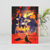 Hexen Halloween-Party Art Caldron Vultures Tree Einladung (Stehend Vorderseite)