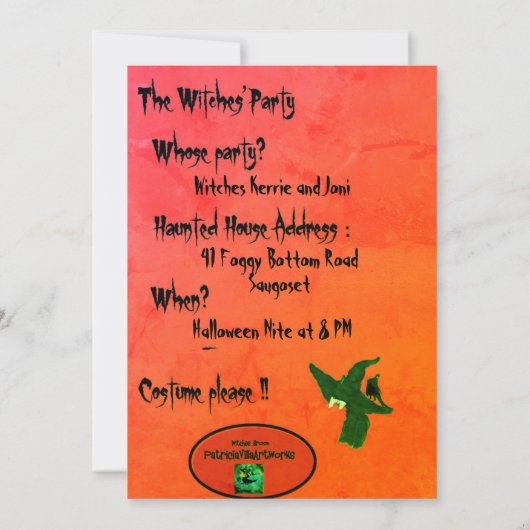 Hexen Halloween-Party Art Caldron Vultures Tree Einladung (Rückseite)