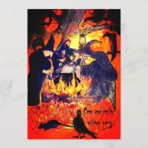 Hexen Halloween-Party Art Caldron Vultures Tree