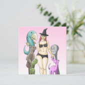 Hexen-Halloween-Party Einladung (Stehend Vorderseite)