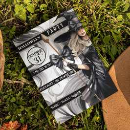 Hexen Halloween-Party mit geschraubtem Hintergrund Einladung