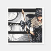 Hexen Halloween-Party mit geschraubtem Hintergrund Serviette (Vorderseite)