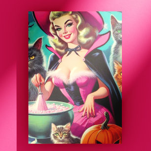 Hexen-Halloween-Pin-up Postkarte