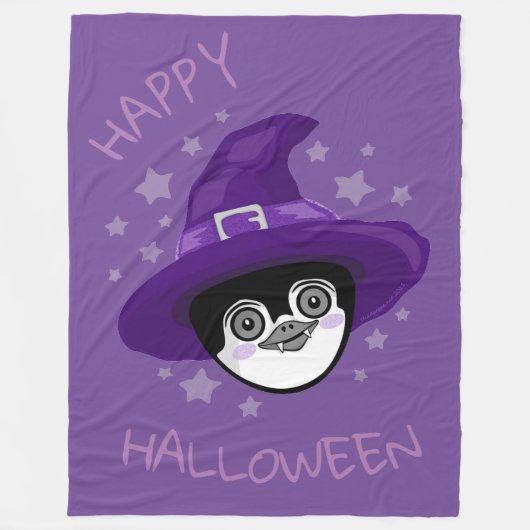 Hexen-Halloween-Pinguin Fleecedecke (Vorderseite)