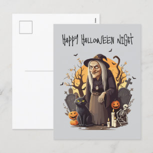 👻 Hexen-Halloween-Postkarte 🎃🧙‍♀️ Feiertagspostkarte