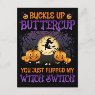 Hexen-Halloween-Schalter Anschnallen Butterblume   Feiertagspostkarte