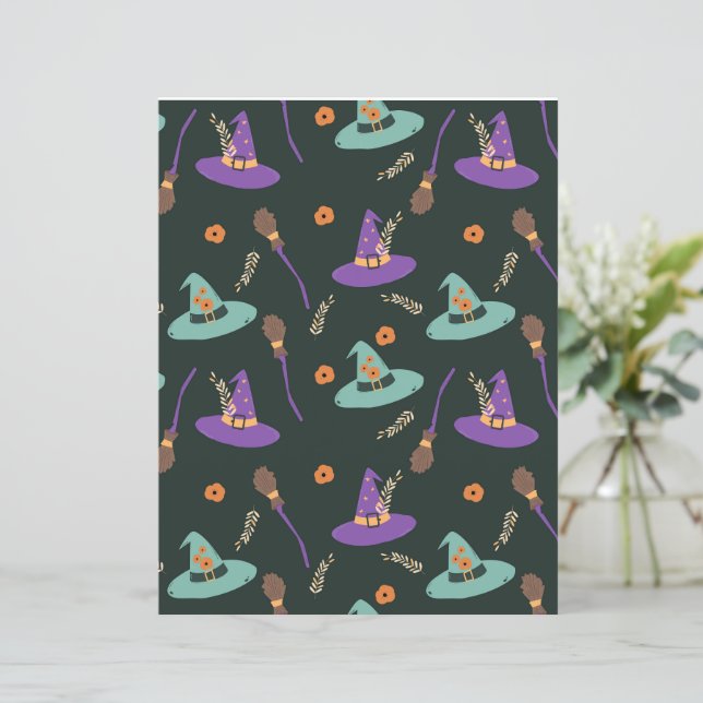 Hexen-Halloween-Schrappbuch-Papier - Lila & Grün  (Stehend Vorderseite)