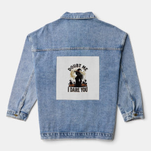 Hexen-Halloween-Shirt mit Vintage-Mond-Friedhof Jeansjacke