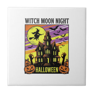 Hexen-Halloween-Shirt Vintage Spukhaus Nacht_ Fliese