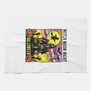 Hexen-Halloween-Shirt Vintage Spukhaus Nacht_ Geschirrtuch