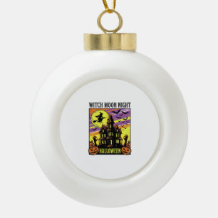 Hexen-Halloween-Shirt Vintage Spukhaus Nacht_ Keramik Kugel-Ornament