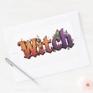 Hexen-Halloween-Typografie-Aufkleber Vintage-Gotik Rechteckiger Aufkleber