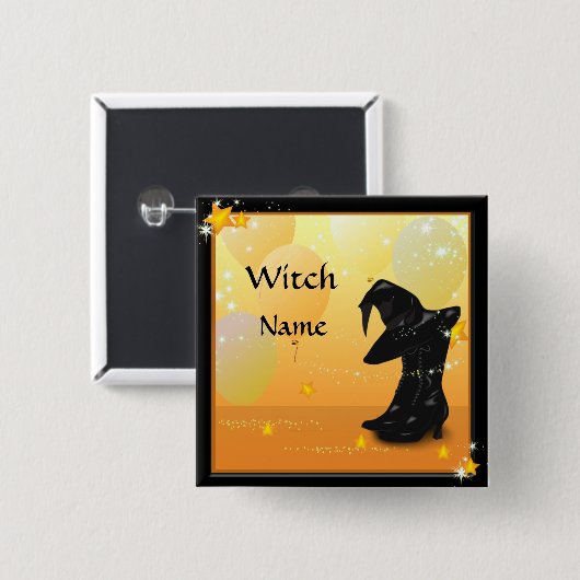 Hexen Halloween-Verzauberer Hexenname Party Button (Vorne & Hinten)