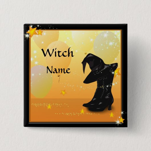 Hexen Halloween-Verzauberer Hexenname Party Button (Vorderseite)