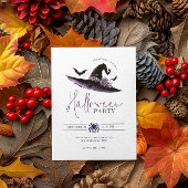 Hexen Hat Bats Minimalistisches Halloween-Party Einladung