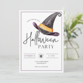 Hexen Hat minimalistisches Halloween-Party Einladu Einladung (Stehend Vorderseite)