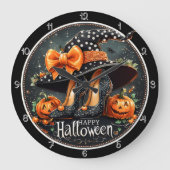 Hexen-Heels und glückliches Halloween Große Wanduhr (Vorderseite)