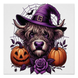 Hexen-Hochland-Halloween-Kuh Poster