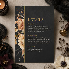Hexen-Hochzeit im Wald: Schwarze Florale Hochzeits Einladung