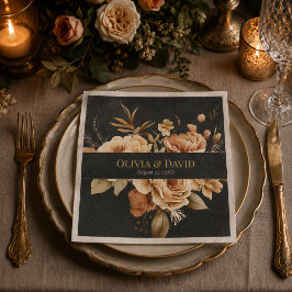 Hexen-Hochzeitsservietten mit schwarzen Blumen Serviette