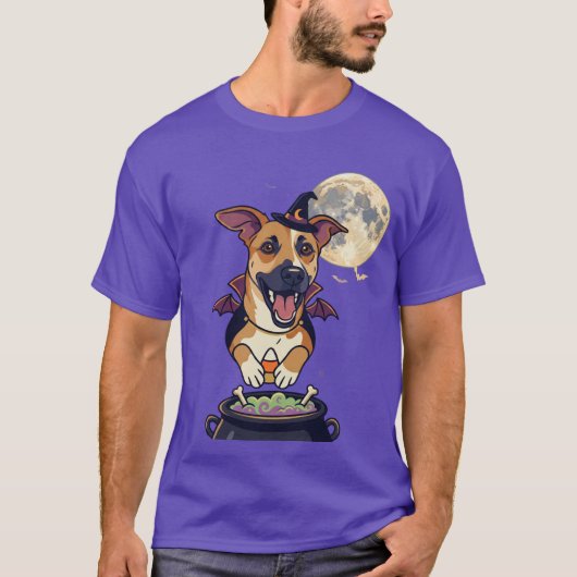 Hexen-Hund zu Halloween T-Shirt (Vorderseite)