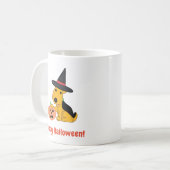 Hexen Hut des Halloween-Welpen-Hundw u. Kaffeetasse (Vorderseite Links)