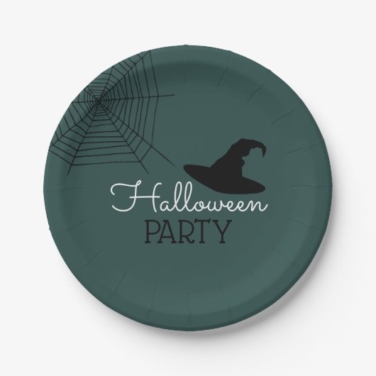 Hexen, Hut und Web, Halloween-Party Pappteller (Vorderseite)