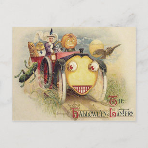 Hexen-Jack-O-Lantern-Auto-Eule-Vollmond Postkarte
