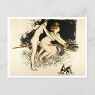 Hexen, Jean Veber, Halloween, Männchen und Weibche Postkarte