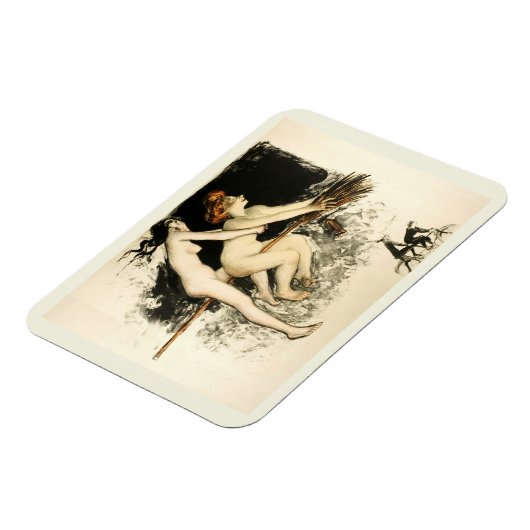 Hexen, Jean Veber, Halloween, Männchen und Weiblic Magnet (Linke Seite)