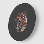 Hexen kariertes Halloween Große Wanduhr (Winkel)