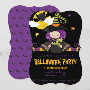 Hexen-Kinder Halloween-Blockparty  Einladung