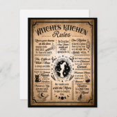 Hexen Küchenregeln Vintages Halloween Mitteilungskarte (Vorne/Hinten)