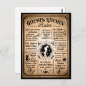 Hexen Küchenregeln Vintages Halloween Postkarte (Vorne/Hinten)