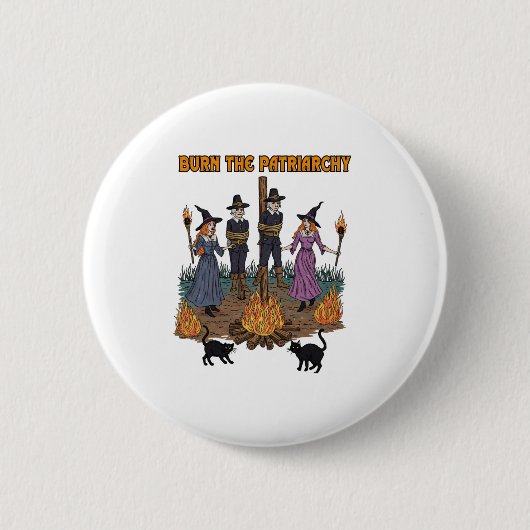 Hexen-Kunst Patriarchat verbrennen Sticker Button (Vorderseite)