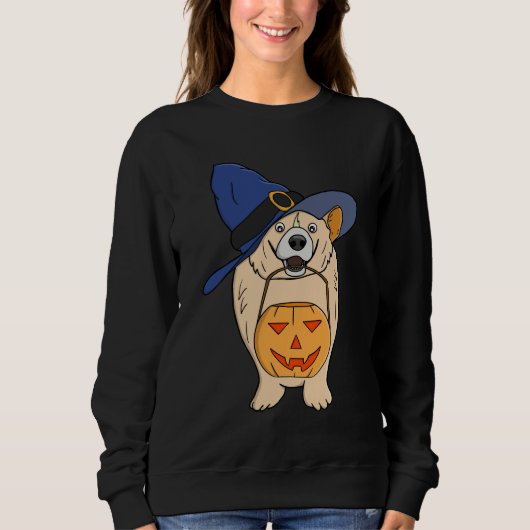 Hexen-Kürbis-Hund Sweatshirt (Vorderseite)