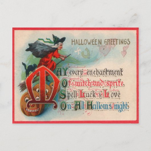 Hexen-Kürbis Jack O Lantern Postkarte (Vorderseite)