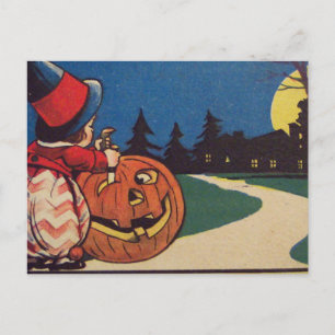 Hexen-Kürbis-Jack-O-Lantern-Vollmond-Schnitzkürbis Postkarte