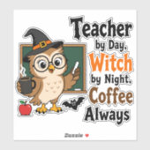 Hexen-Lehrerin Halloween-Kaffeesticker-Geschenk Aufkleber (Blatt)