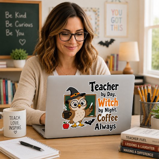 Hexen-Lehrerin Halloween-Kaffeesticker-Geschenk Aufkleber