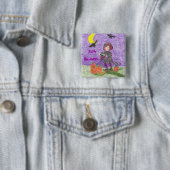 Hexen-Lila-Halloween-Knopf  Button (Beispiel)