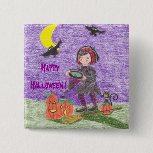 Hexen-Lila-Halloween-Knopf  Button (Vorderseite)