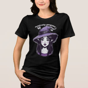 Hexen-Mädchen Frauen T-Shirt Fantasy-Gotik-Magie Tri-Blend Shirt