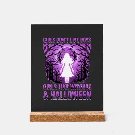 Hexen-Mädchen Halloween-Design Acrylschild (Vorderseite)