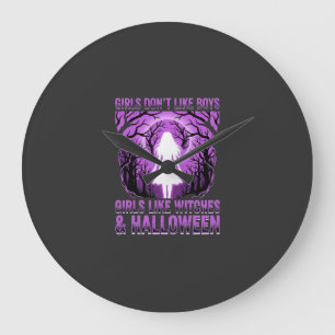 Hexen-Mädchen Halloween-Design Große Wanduhr