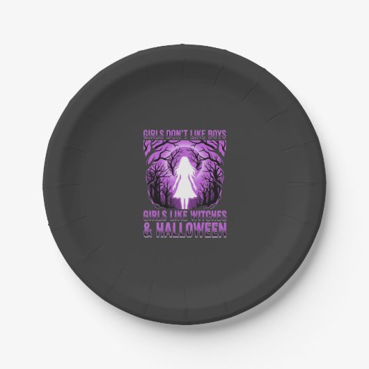 Hexen-Mädchen Halloween-Design Pappteller (Vorderseite)