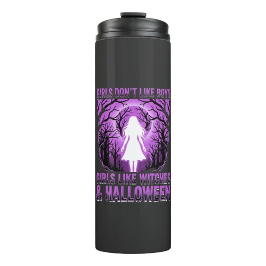 Hexen-Mädchen Halloween-Design Thermosbecher (Vorderseite)