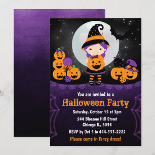 Hexen-Mädchen-Kürbisse Halloween-Party Einladung